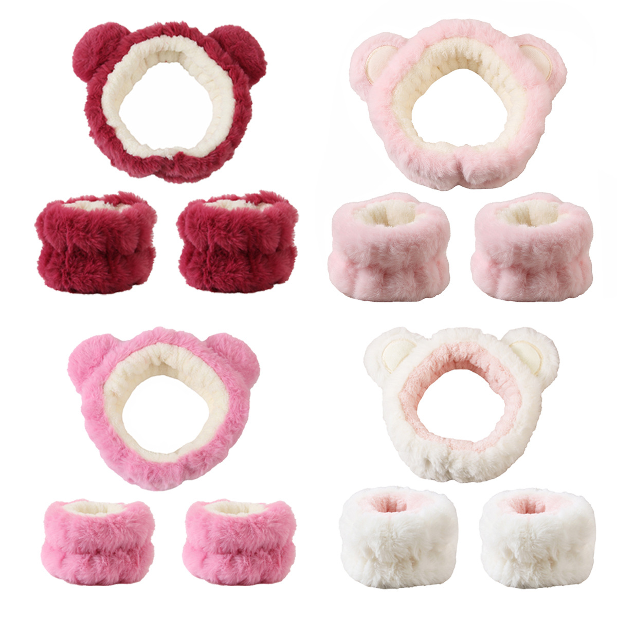 3pcs Cute Bear Headband Set Fl - Skincare Animate recension och pris